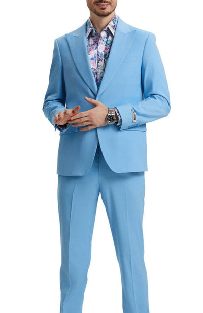 Stacy Adams - Sky Blue 3 Piece Hybrid Fit Suit With Expandable Waist Band 1 SO4SM255H1-08-40R  - from alligatorwarehouse.com