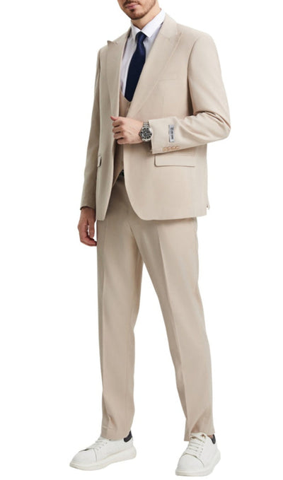 Stacy Adams - Tan 3 Piece Hybrid Fit Suit With Expandable Waist Band 1 SO4SM255H1-13-50L  - from alligatorwarehouse.com