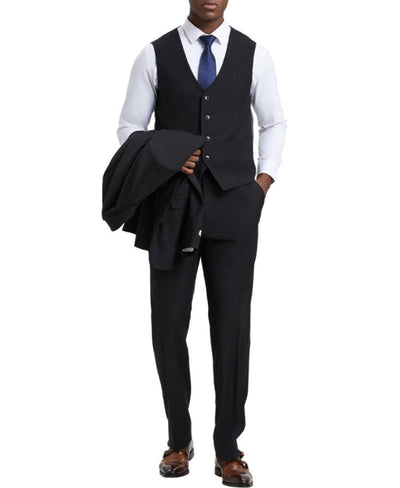 Stacy Adams - 3 Piece Hybrid Fit Suit in Black 2 SO4SM282H1-01-38R  - from alligatorwarehouse.com