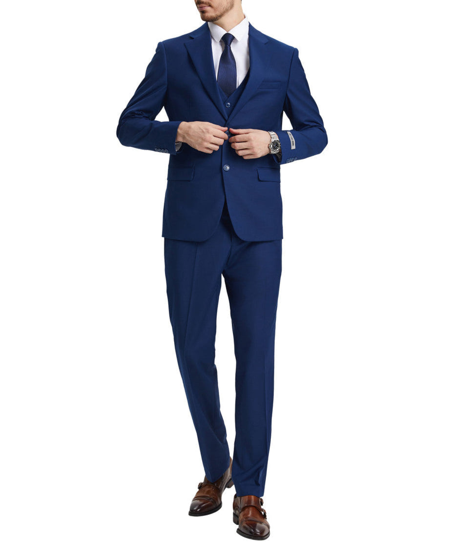 Stacy Adams - 3 Piece Hybrid Fit Suit in Indigo