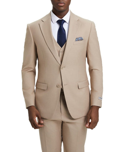 Stacy Adams - 3 Piece Hybrid Fit Suit in Tan 1 SO4SM282H1-07-38R  - from alligatorwarehouse.com