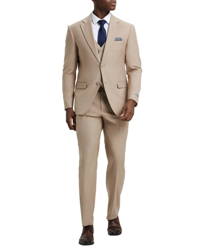 Stacy Adams - 3 Piece Hybrid Fit Suit in Tan 3 SO4SM282H1-07-38R  - from alligatorwarehouse.com