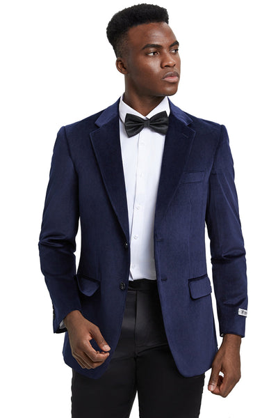 Men's Stacy Adams Modern Fit Velvet Blazer in Navy Blue 1 SMJ111H1-02-38R  - from alligatorwarehouse.com