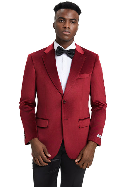 Men's Stacy Adams Modern Fit Velvet Blazer in Burgundy 1 SMJ111H1-03-38R  - from alligatorwarehouse.com