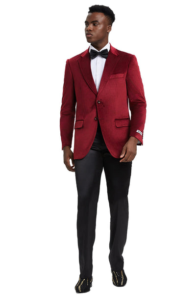 Men's Stacy Adams Modern Fit Velvet Blazer in Burgundy 2 SMJ111H1-03-38R  - from alligatorwarehouse.com