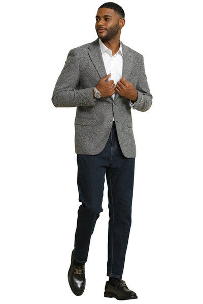 Men's Stacy Adams Vintage Professors Tweed Blazer in Grey 2 SMJ325H1-01-38R  - from alligatorwarehouse.com