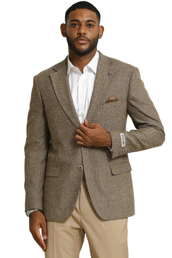 Men's Stacy Adams Vintage Professors Tweed Blazers in Tan