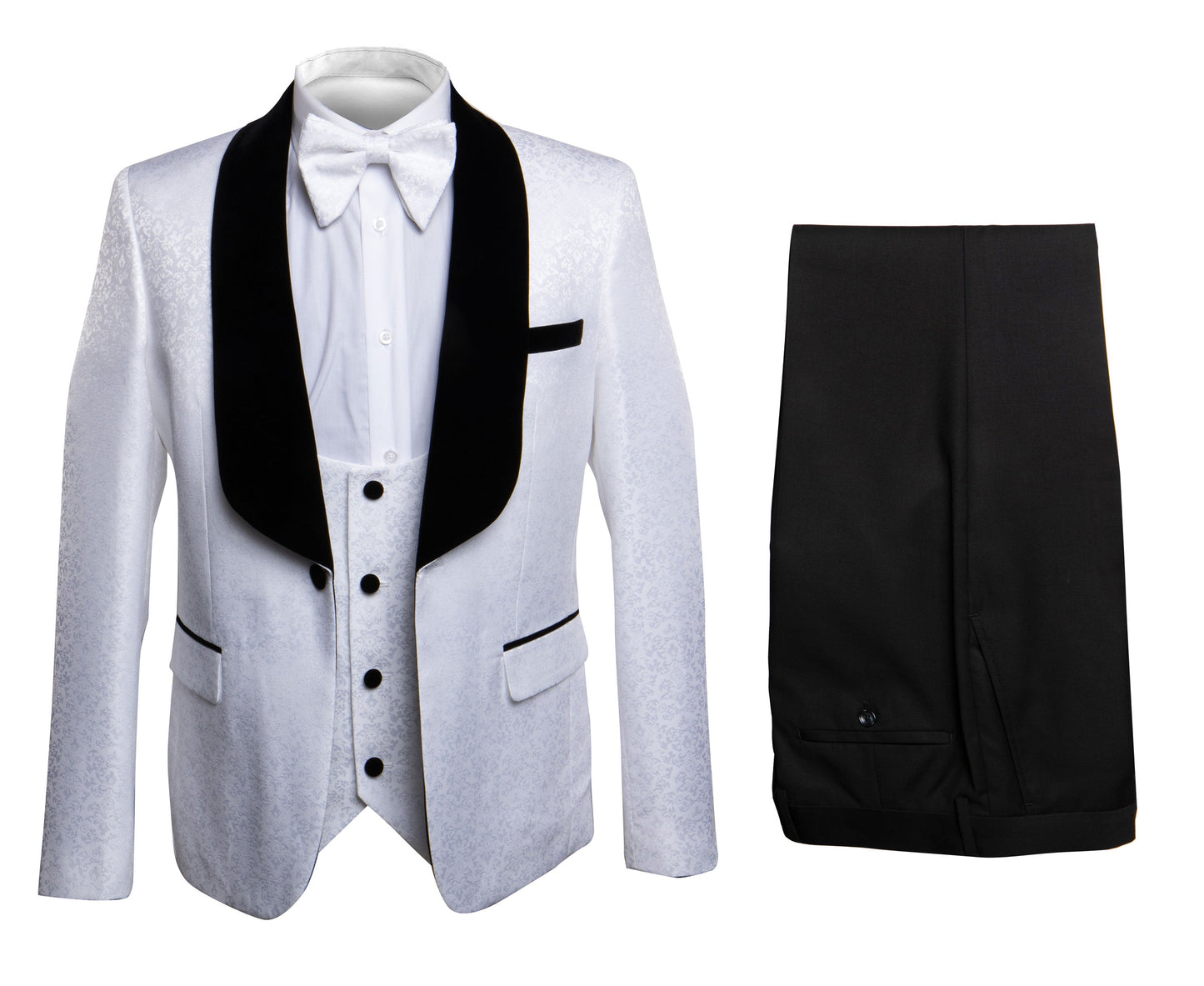 Rossi Man RM1444 – Slim Fit Smoking Style 3-Piece Formal Tuxedo for Men