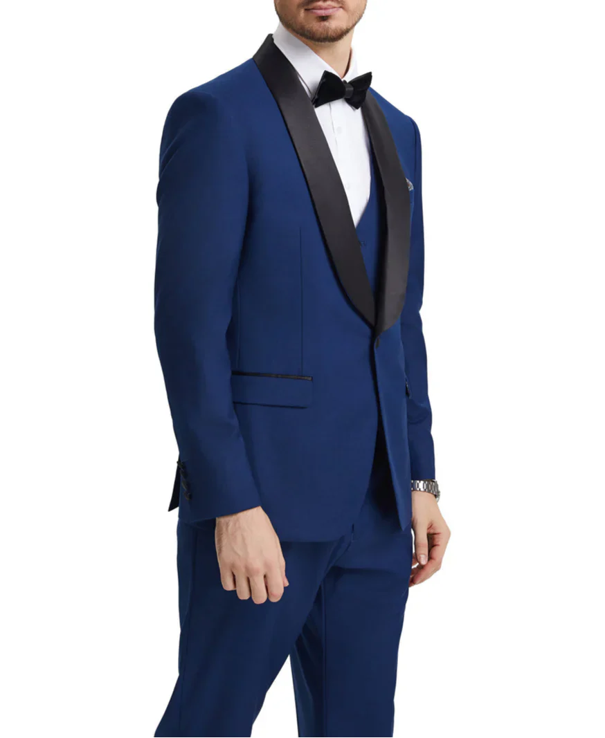 Stacy Adams - Indigo 3 Piece Hybrid Fit Tuxedo Satin Shawl Lapel 2 SO4SMT282H1-05-INDIGO  - from alligatorwarehouse.com