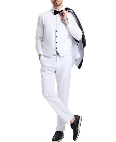 Stacy Adams - White 3 Piece Hybrid Fit Tuxedo Satin Shawl Lapel 2 SO4SMT282H1-08-46R  - from alligatorwarehouse.com