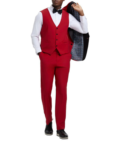 Stacy Adams - Red 3 Piece Hybrid Fit Tuxedo Satin Shawl Lapel 3 SO4SMT282H1-10-36R  - from alligatorwarehouse.com