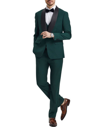 Stacy Adams - Green 3 Piece Hybrid Fit Tuxedo Satin Shawl Lapel 3 SO4SMT282H1-11-48R  - from alligatorwarehouse.com