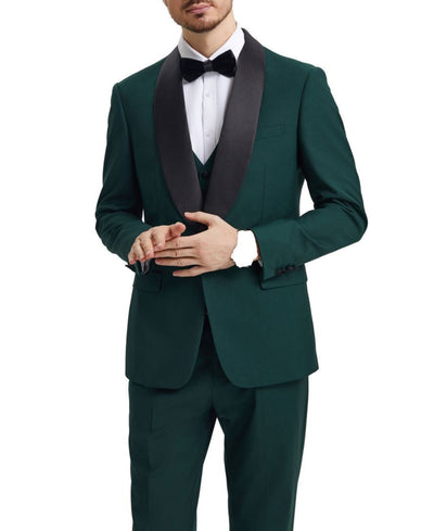 Stacy Adams - Green 3 Piece Hybrid Fit Tuxedo Satin Shawl Lapel 1 SO4SMT282H1-11-48R  - from alligatorwarehouse.com