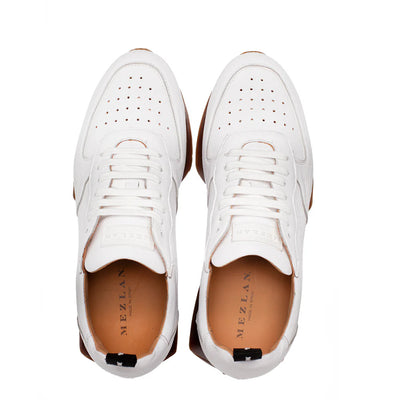 Gerardo Deerskin Sneaker White By Mezlan Made In Spain Brand 4   - from alligatorwarehouse.com