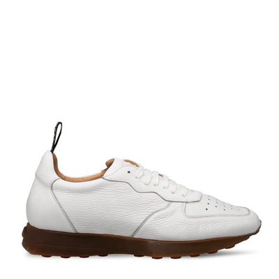 Gerardo Deerskin Sneaker White By Mezlan Made In Spain Brand 5   - from alligatorwarehouse.com