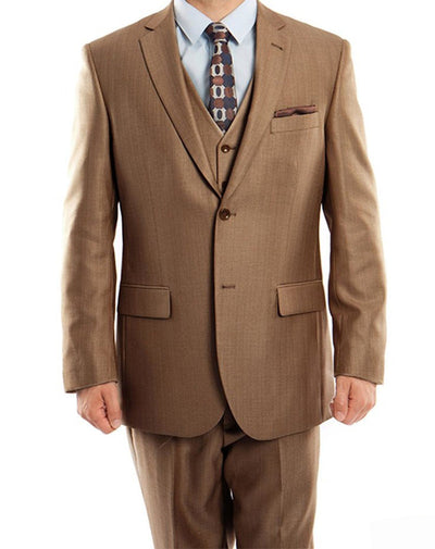 Toast 3 Piece Modern Fit Suit 2 Button V-Neck Vest 1 SO4M158-10-34R  - from alligatorwarehouse.com
