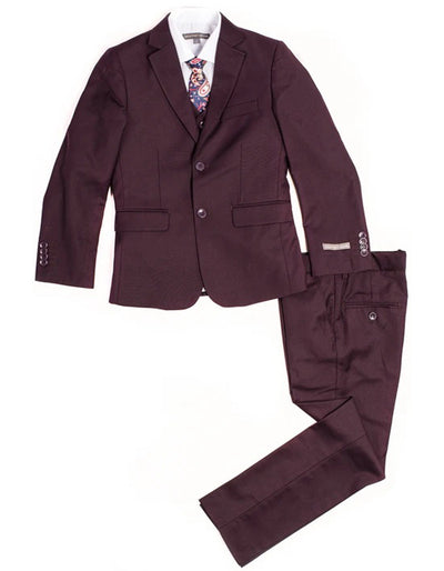 Boys Vested Basic Suit in Burgundy 1 3B-2728  - from alligatorwarehouse.com