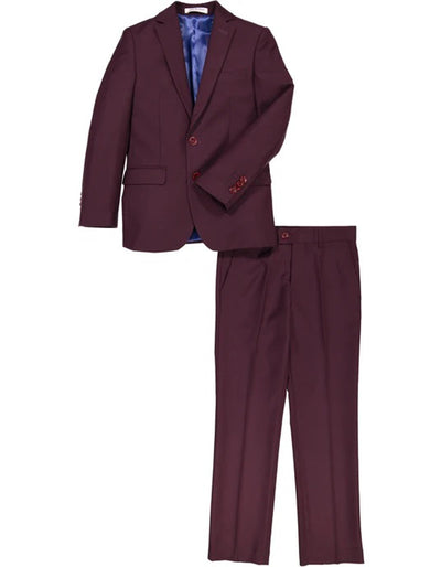 Boys 2 Button Wool Blend Suit in Burgundy 1 30-7727  - from alligatorwarehouse.com