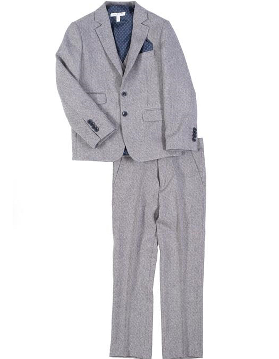 Boys Vested 2 Button Tweed Suit in Grey 1 W8-5016  - from alligatorwarehouse.com