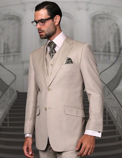 Mens 2 Button Modern Fit Vested Wool Suit in Sand 1 STZV-100_SAND_36S  - from alligatorwarehouse.com