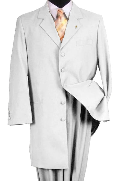 White Wedding Suit For Men - Perfect For Groom - Mens 2pc Classic Long Fashion White Suit 1   - from alligatorwarehouse.com