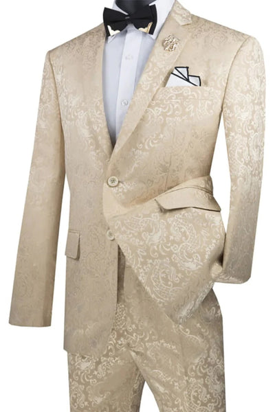 Tan Suits For Wedding - Tan Groomsmen Suits - Tan Slim Fit Tuxedo 1   - from alligatorwarehouse.com