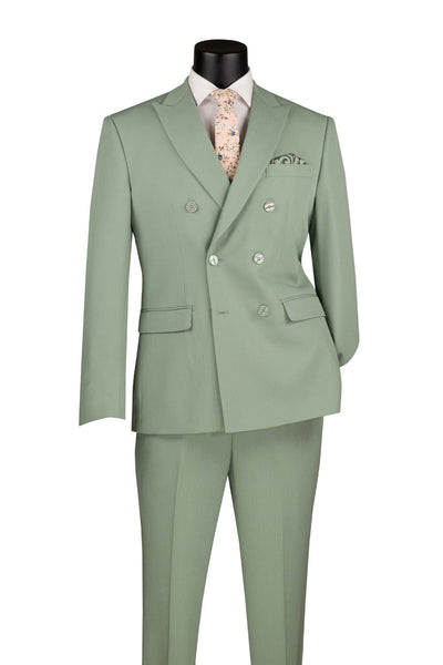 Sage Slim Fit Double Breasted 2 Piece Suit with Flexible Elastic Waistband 1 SO1SDB-1_SAGE_40R  - from alligatorwarehouse.com