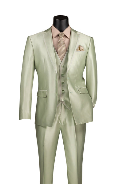 Slim Fit 3 Piece Satin Suit in Light Sage 1 SO1SV2D-1_LIGHTSAGE_40R  - from alligatorwarehouse.com