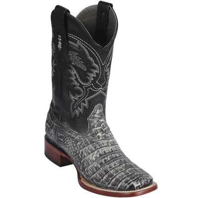 Los Altos Boots - Mens Dress Cowboy Boot - Low Priced Sahara Rustic Black Square Toe Boots- in Rustic Black 1   - from alligatorwarehouse.com