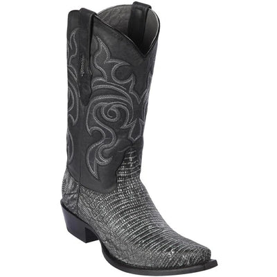 Los Altos Boots - Mens Dress Cowboy Boot - Low Priced Sanded Black Lizard Skin Boots- in Sanded Black 1   - from alligatorwarehouse.com