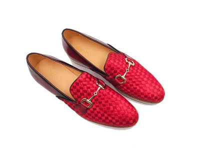 Satin Weave Leather Bit Loafer 1 KS528-12FBURGUNDY14  - from alligatorwarehouse.com