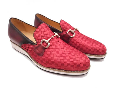 Satin Weave Leather Bit Loafer 3 KS528-12FBURGUNDY14  - from alligatorwarehouse.com