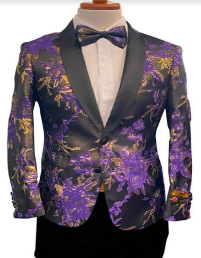 Mens Floral Prom Tuxedo in Purple Package w/ Matching Pants & Bowtie 1 K6-6155  - from alligatorwarehouse.com