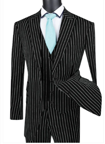 Mens Vested Gangster Pinstripe 1920's Suit in Blue