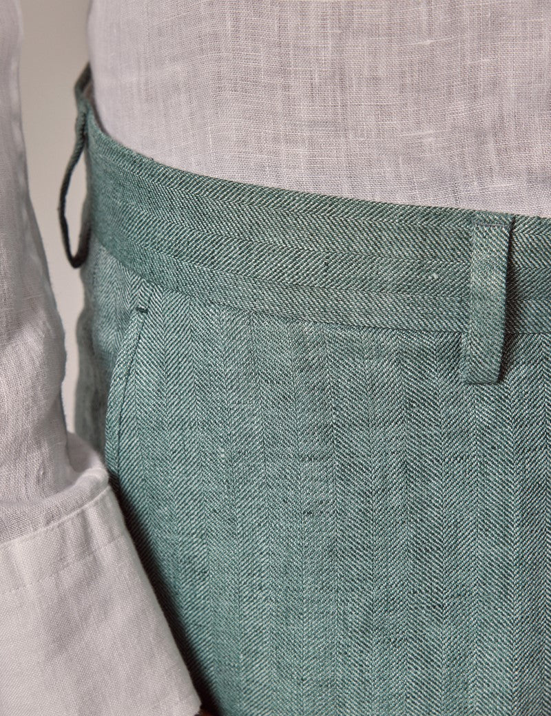 Mens Linen Suit For Beach Wedding - Summer  Suit in Sea Green