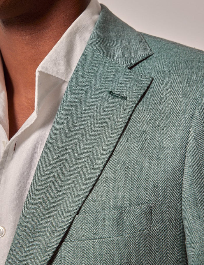 Mens Linen Suit For Beach Wedding - Summer  Suit in Sea Green