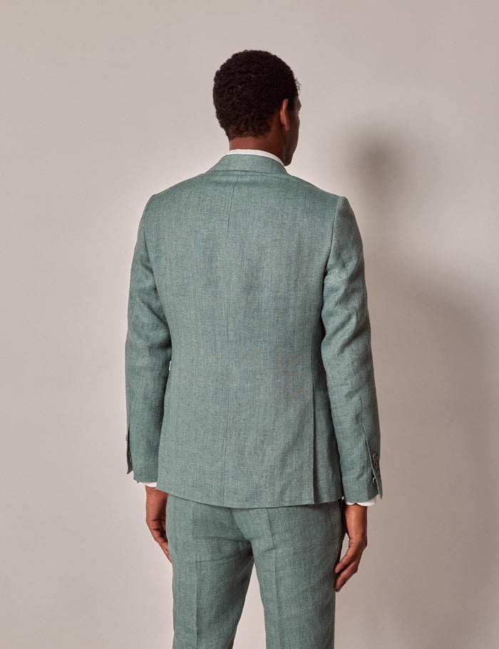 Mens Linen Suit For Beach Wedding - Summer  Suit in Sea Green