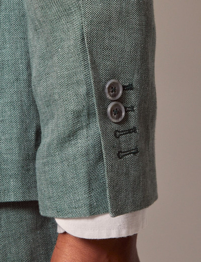 Mens Linen Suit For Beach Wedding - Summer  Suit in Sea Green