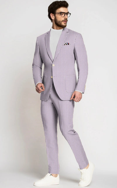 Mens Lavender Seersucker Suit Blazer + Pants Cotton Fabric - Summer Fabric 1   - from alligatorwarehouse.com