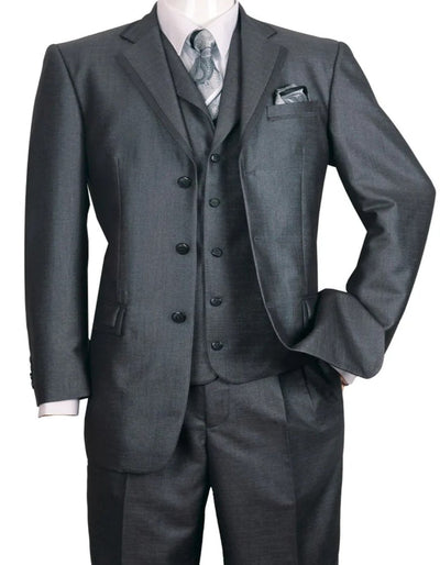 Pleated?ÿDress?ÿMen?ÿSuits - Mens 3 Button Vested Textured Shiny Sharkskin Black Church Suit 1   - from alligatorwarehouse.com