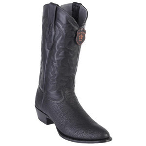 Sharkskin Round Toe Cowboy Boots - in Black