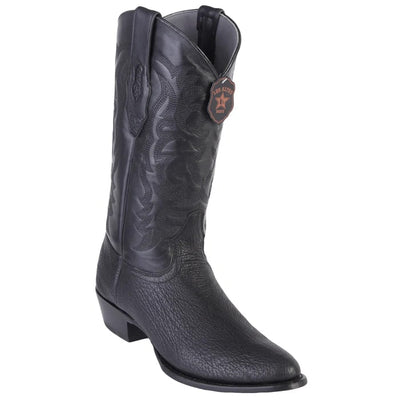 Sharkskin Round Toe Cowboy Boots - in Black