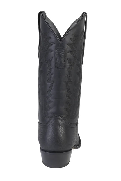 Sharkskin Round Toe Cowboy Boots - in Black
