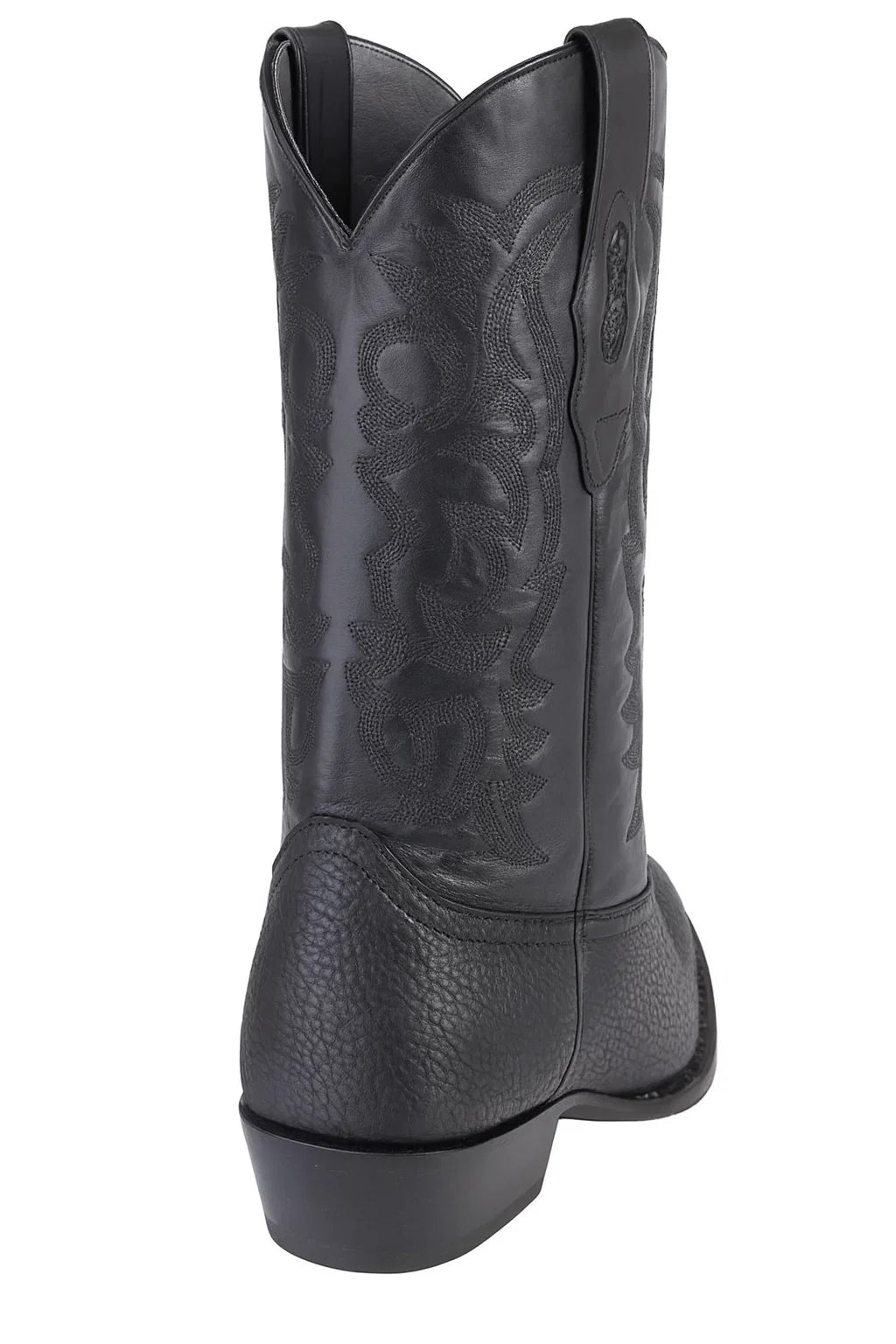 Sharkskin Round Toe Cowboy Boots - in Black
