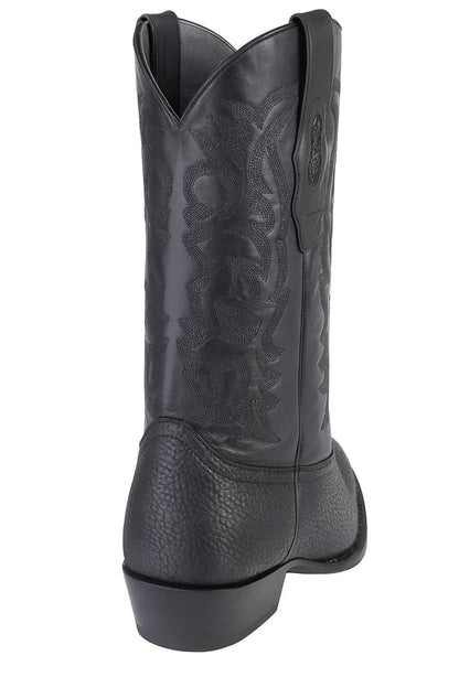 Sharkskin Round Toe Cowboy Boots - in Black