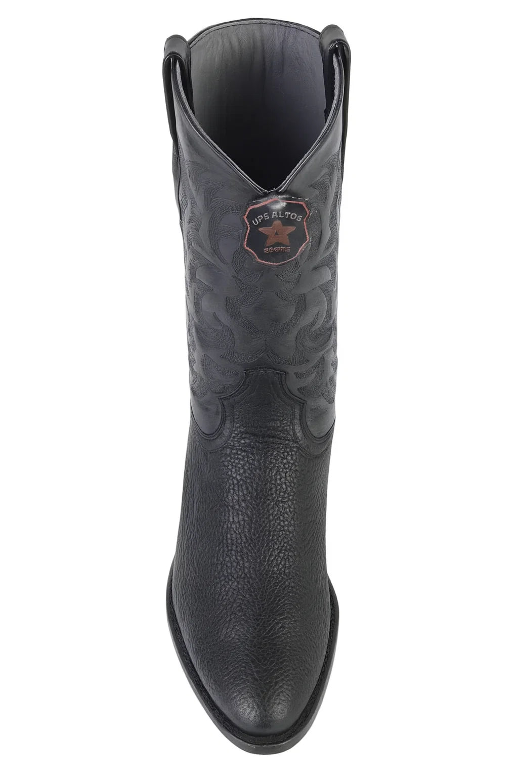 Sharkskin Round Toe Cowboy Boots - in Black