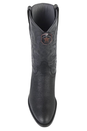 Sharkskin Round Toe Cowboy Boots - in Black