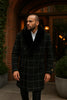 Mens Black Windowpane Wool Overcoat with Faux Fur Shawl Collar – Double-Breasted Long Coat 4   - from alligatorwarehouse.com