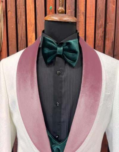 White and Pink Tuxedo - Prom Suit (Jacket + Pants + Vest + Bowtie Package) 3   - from alligatorwarehouse.com