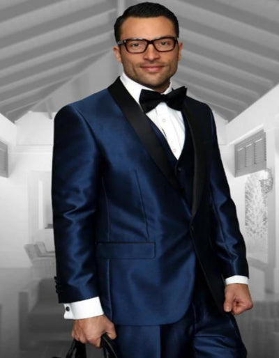 Shiny Indigo Tuxedo - Sharkskin Royal Blue Tuxedo Suit 1   - from alligatorwarehouse.com